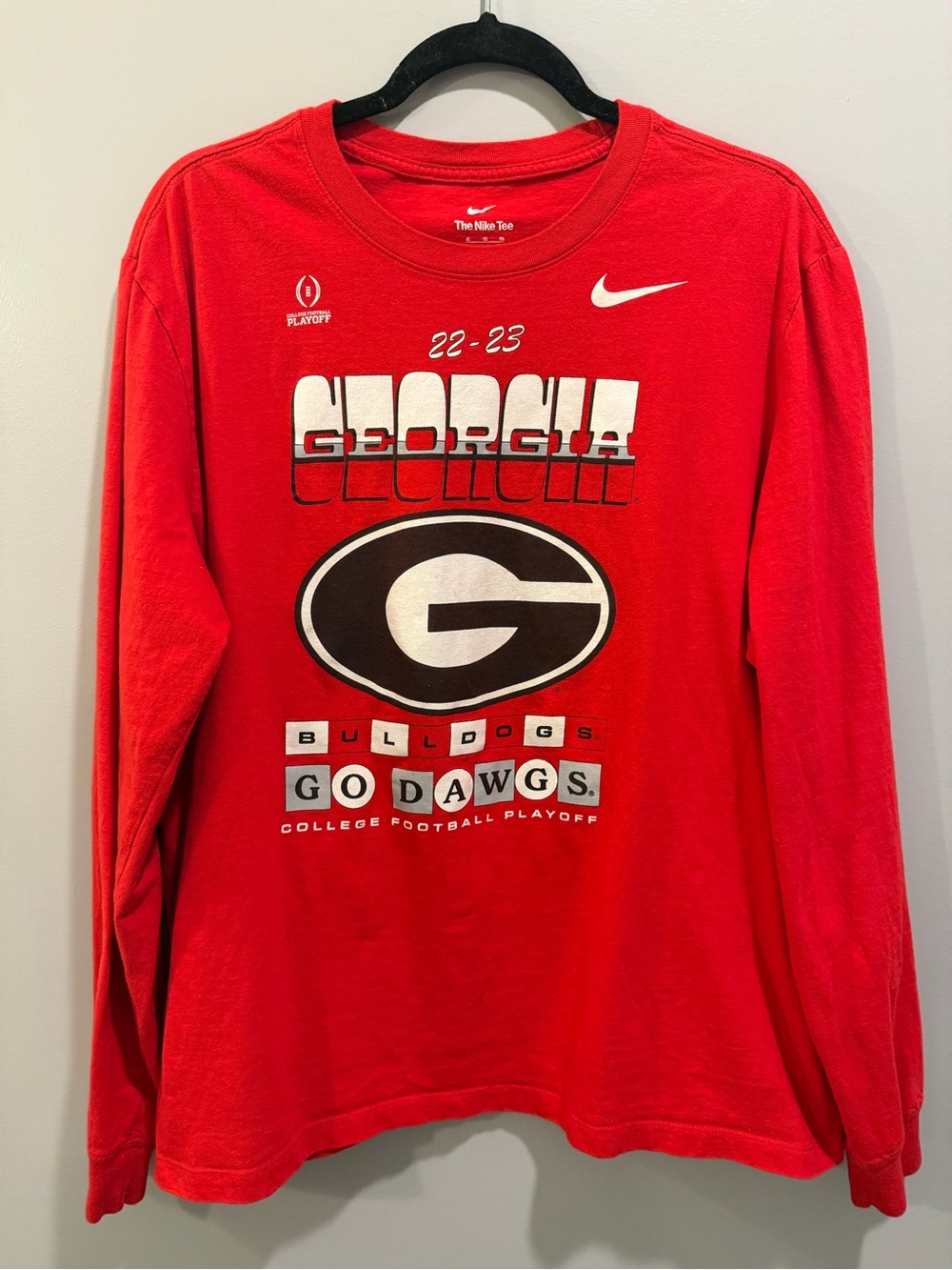 Nike UGA Georgia Bulldogs 22-23 CFP Long Sleeve Tee Size XL Red